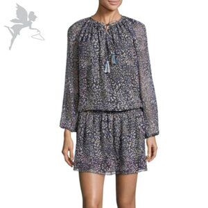 RAMY BROOK Tanzania Elastic Ruched Waist Silk Boho Mini Dress